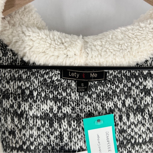 Lety & Me Dockerie Sherpa Trim Hooded Open Front Cardigan Gray‎ Womens Size S - Picture 2 of 13